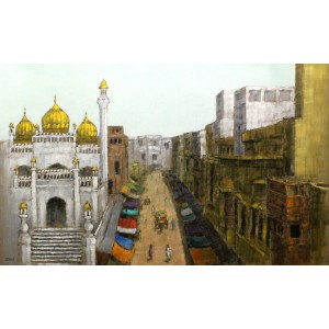 Zahid Saleem, 32 x 54 Inch, Acrylic on Canvas, Cityscape Painting, AC-ZS-134